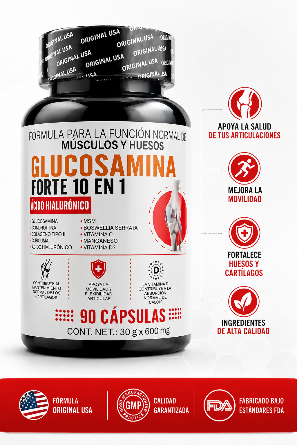Glucosamina Forte 10 en 1 - 90 capsulas