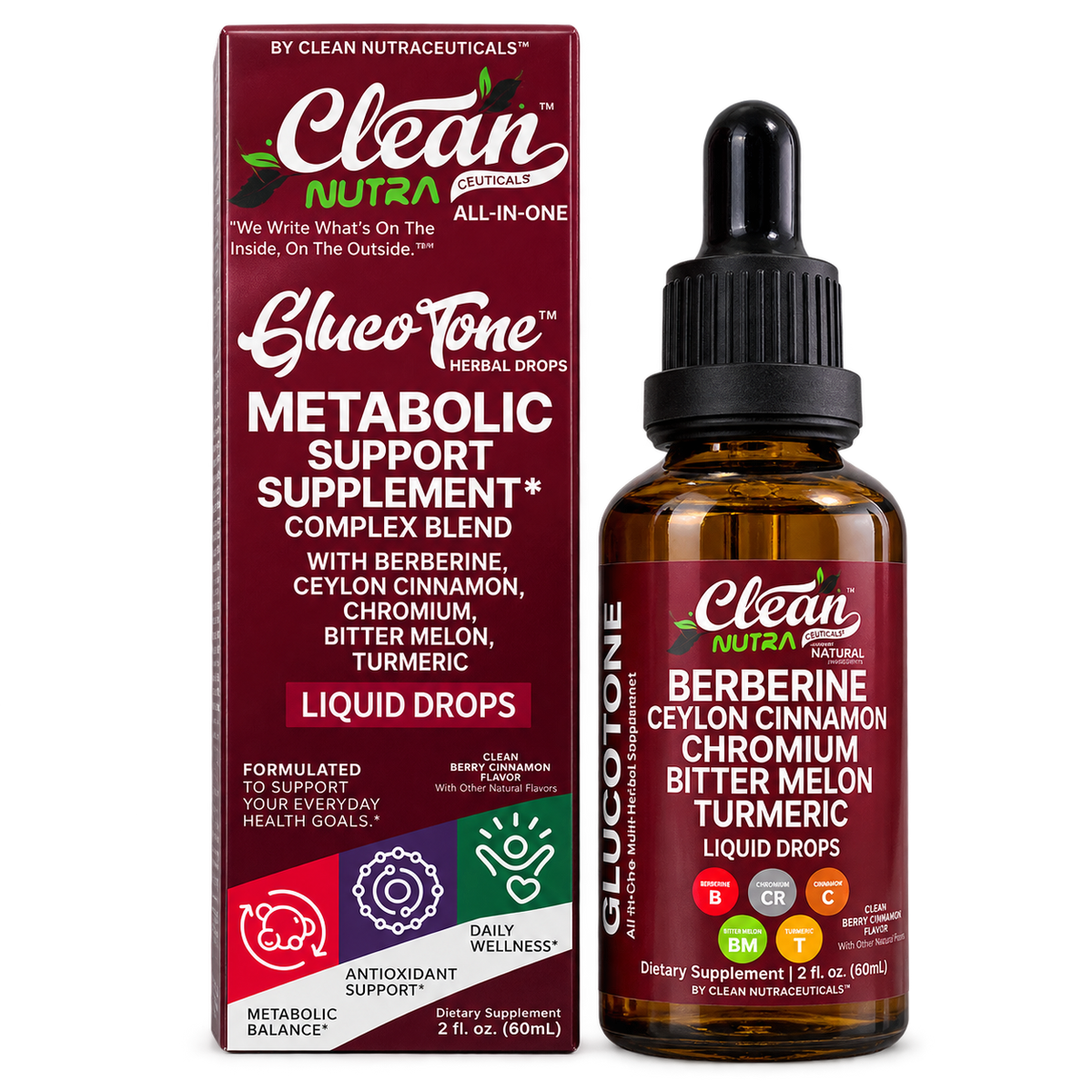 Clean Nutra GlucoTone Berberine gotas 60 ml